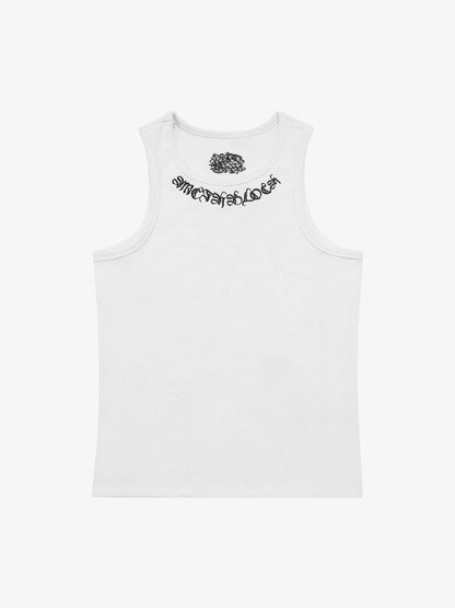Gothic Lettering Embroidered Ribbed Vest