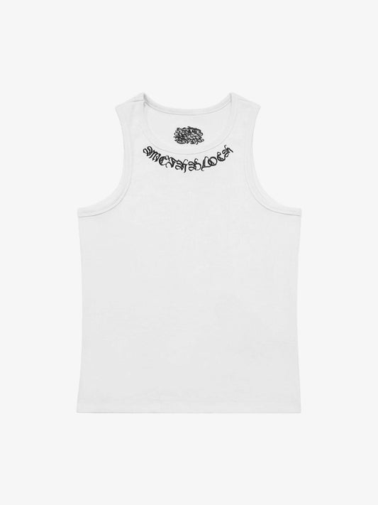 Gothic Lettering Embroidered Ribbed Vest