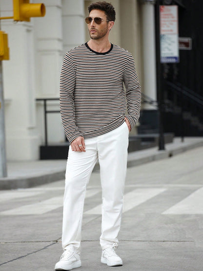 Camiseta CasualCool de Manga Longa com Gola Careca e Estampa de Listra