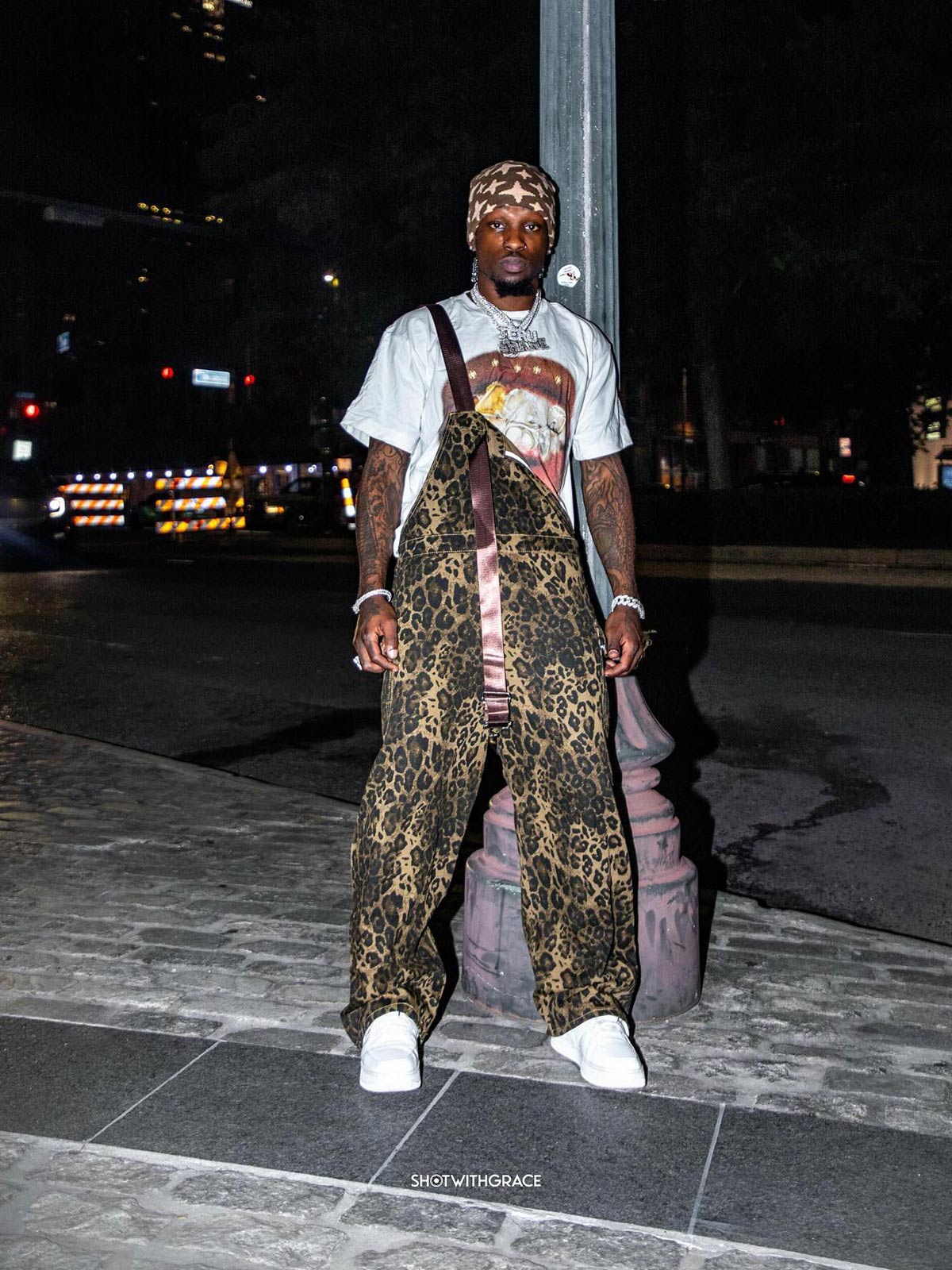 Macacão Leopard Print Street Style Workwear