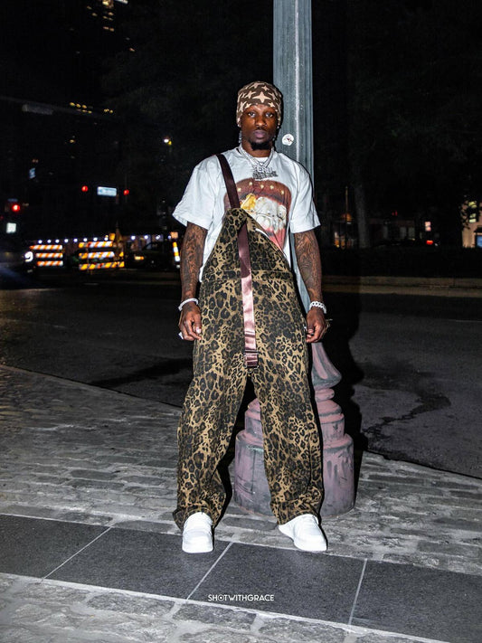 Macacão Leopard Print Street Style Workwear