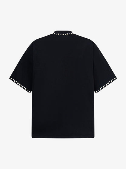 Camiseta Elegant Pearl-Embellished Oversized