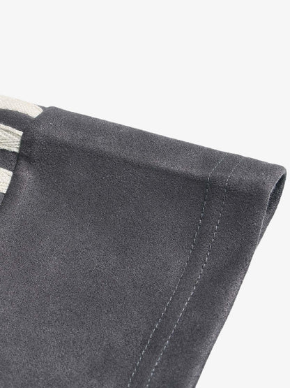 Camiseta Suede Contrast Spliced Oversize