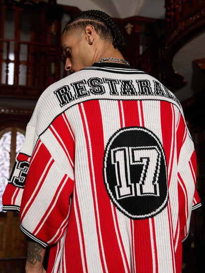 Camiseta Oversized Vintage Striped Baseball sleeved