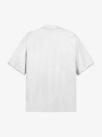 Camiseta Elegant Pearl-Embellished Oversized