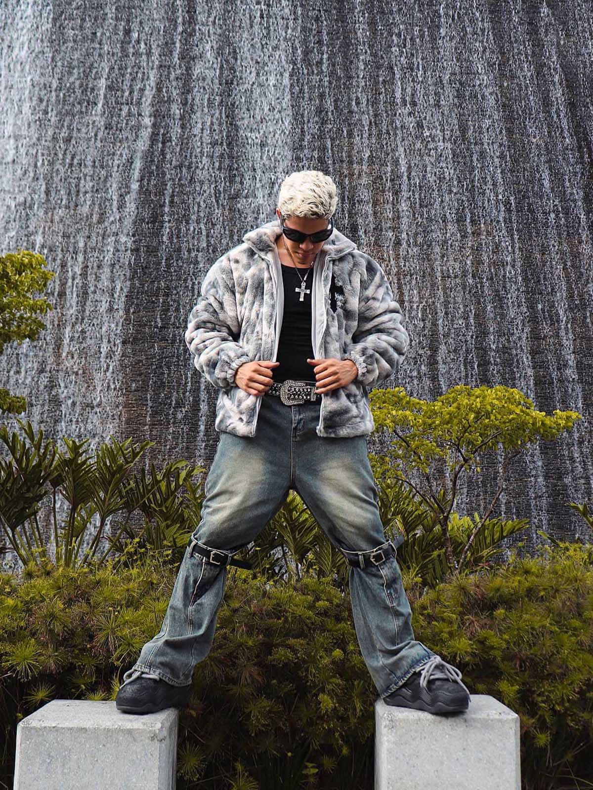 Jaqueta Heavy-Duty Faux Lambswool Tie-Dye Urban