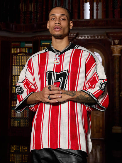 Camiseta Oversized Vintage Striped Baseball sleeved