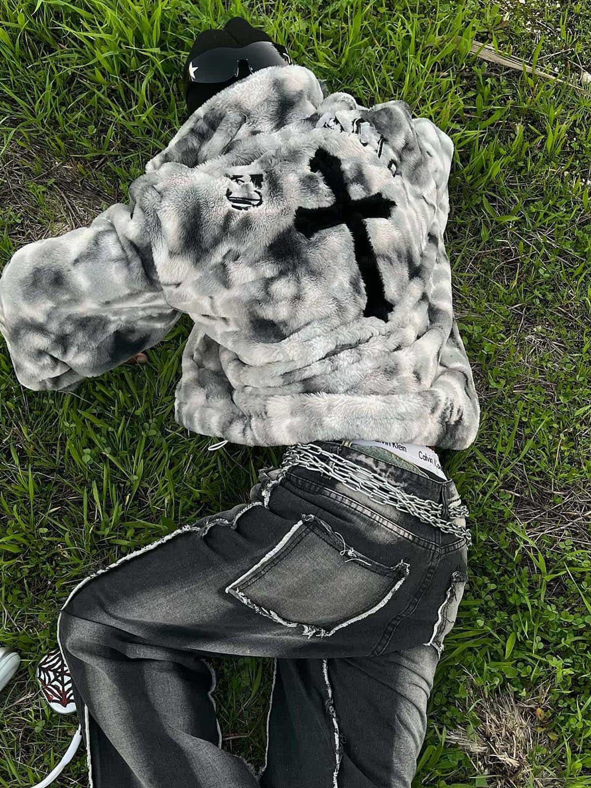 Jaqueta Heavy-Duty Faux Lambswool Tie-Dye Urban