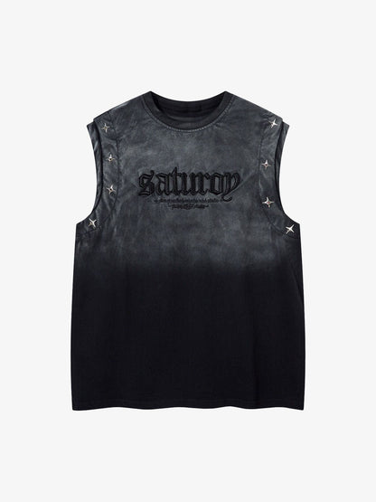 Gradient Embroidered Stars Tank Top - 2461