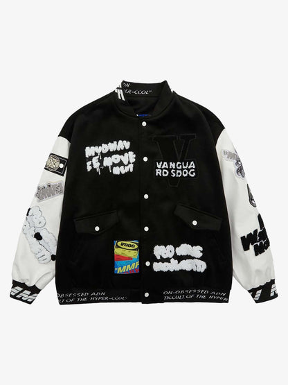 Jaqueta College Pink Terry Patch Baseball Jersey