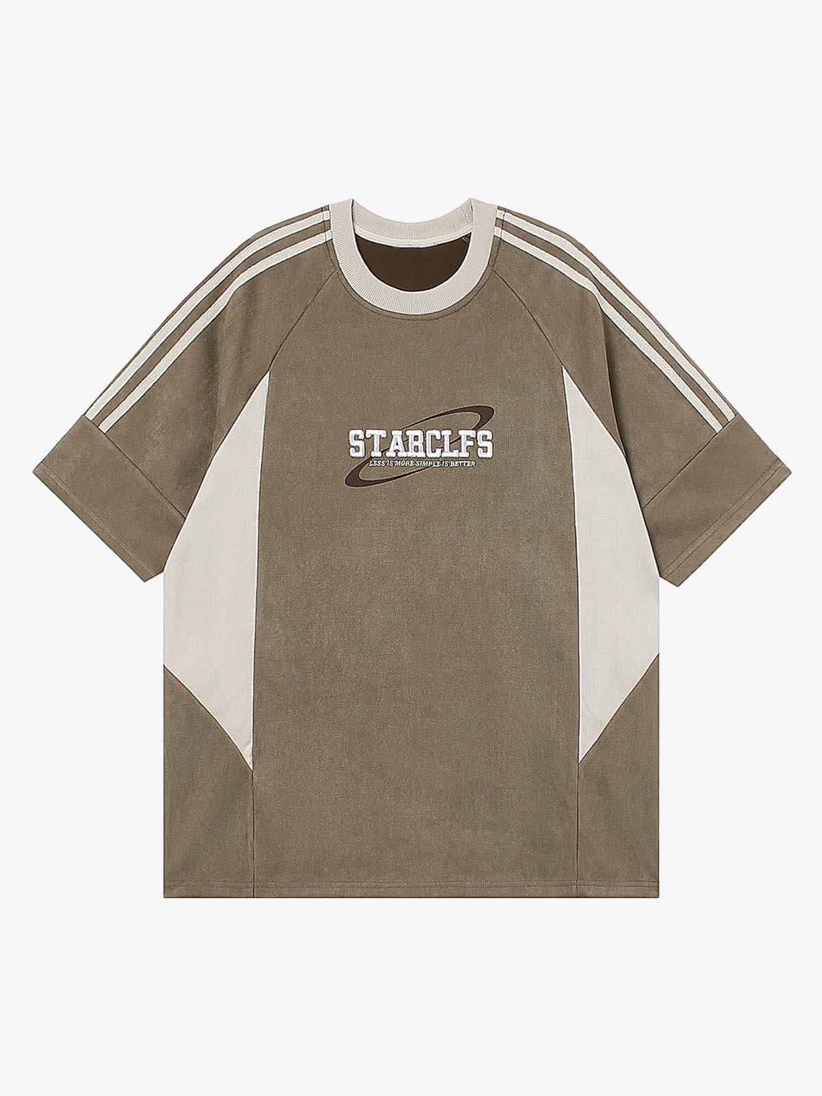 Camiseta Suede Contrast Spliced Oversize