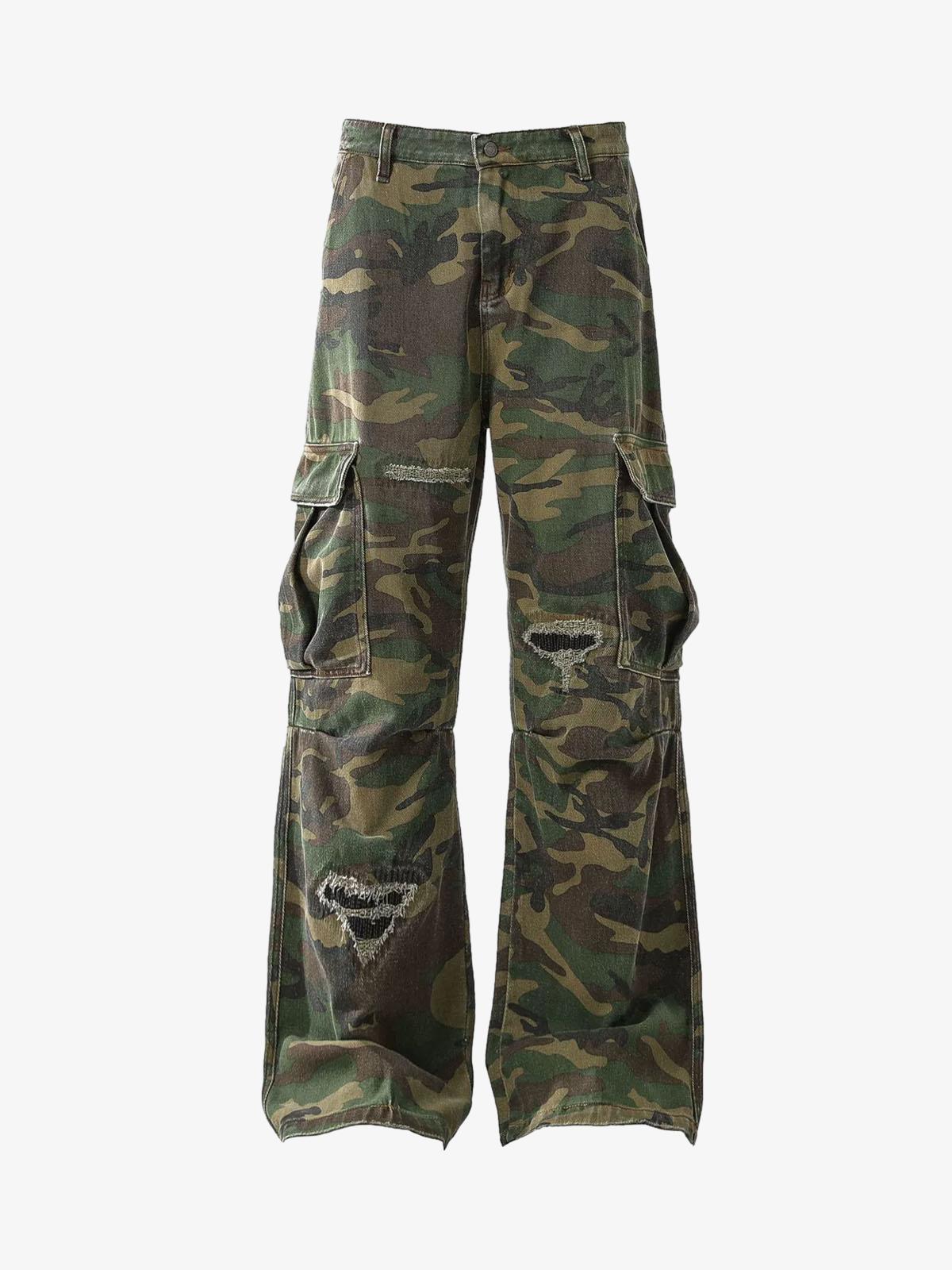 Calça Cargo Camouflage Flared