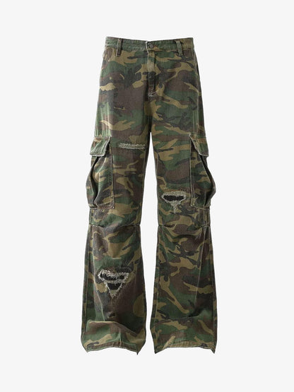 Calça Cargo Camouflage Flared