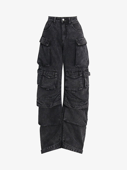 Calça Street Stitching Cargo Washed Jeans