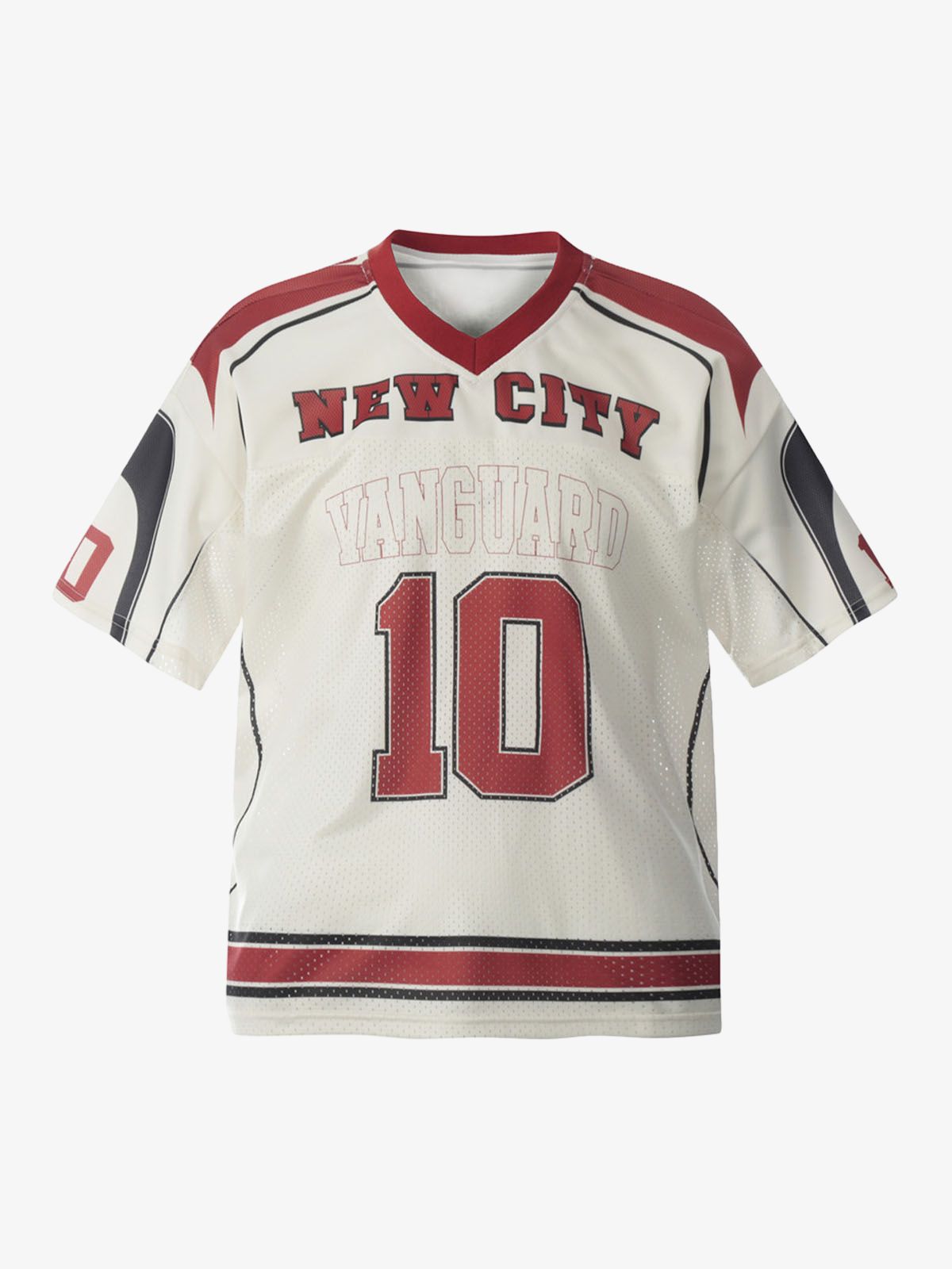 Patchwork Mesh letter Print Jersey T-Shirt