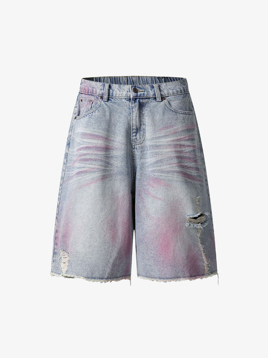 Shorts Distressed Tie-Dye Denim