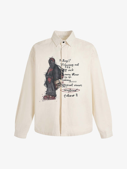 Graphic Portrait Print Long-Sleeve Shirt