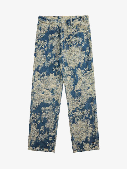 Landscape Jacquard Straight Jeans