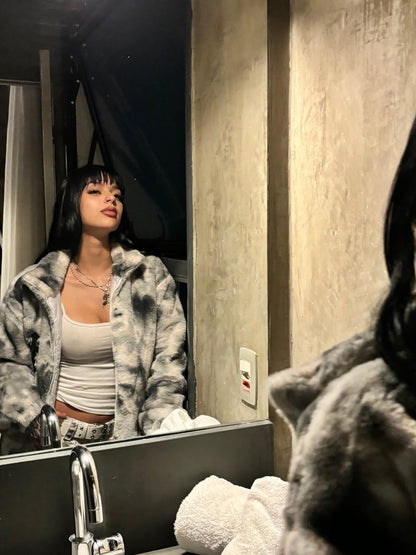 Jaqueta Heavy-Duty Faux Lambswool Tie-Dye Urban