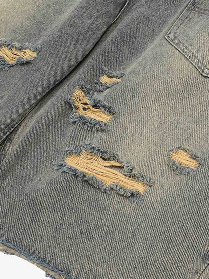 Distressed Ripped Denim Suit - 2460