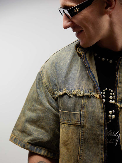 Distressed Ripped Denim Suit - 2460