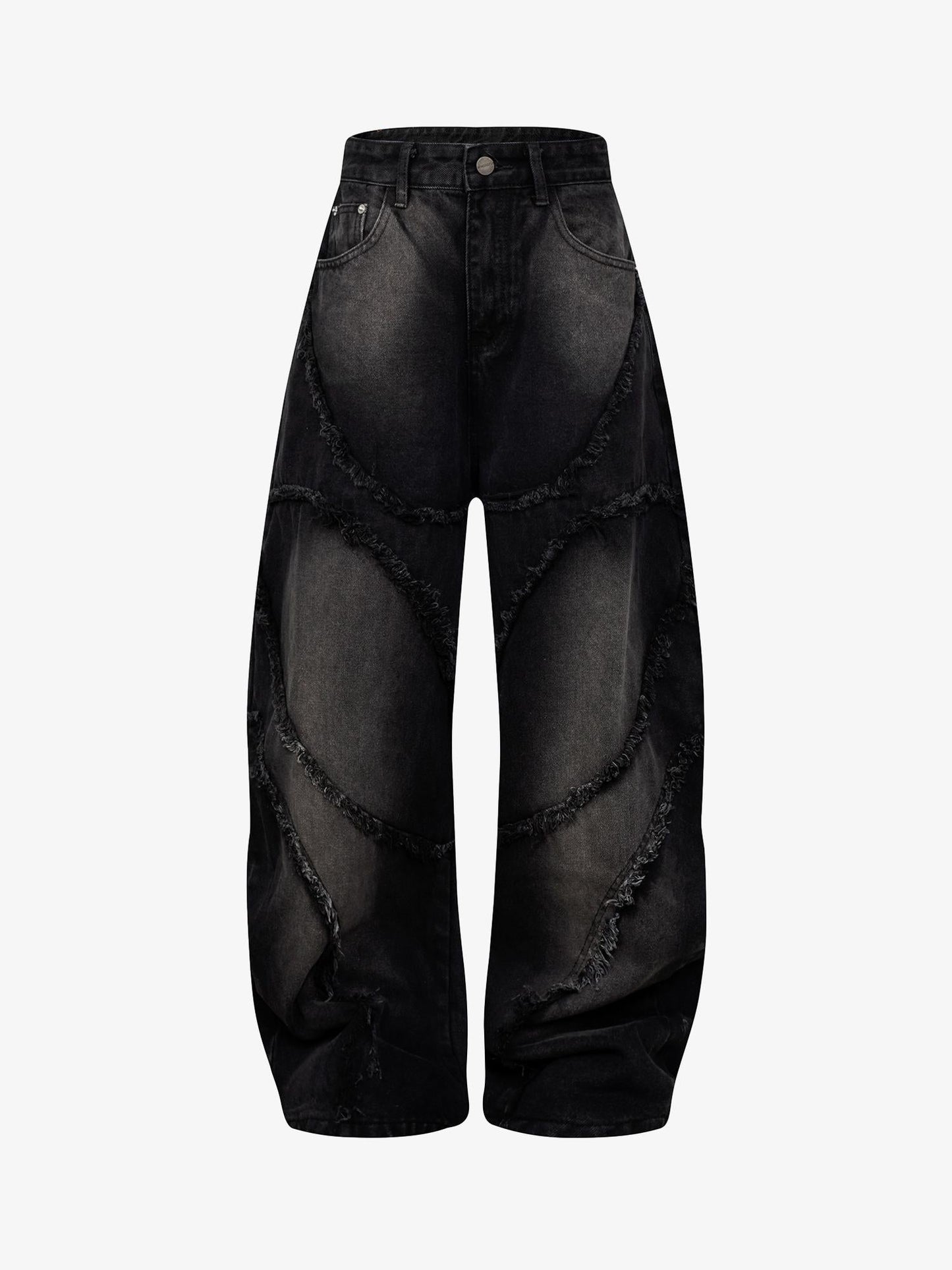 Calça Washed Distressed Raw Edge Barrel Jeans