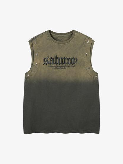 Gradient Embroidered Stars Tank Top - 2461