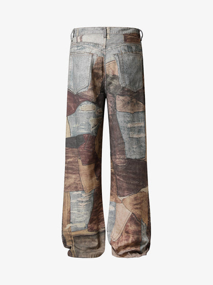 Thesupermade High Street Distressed Washed Printed Jeans - 2246