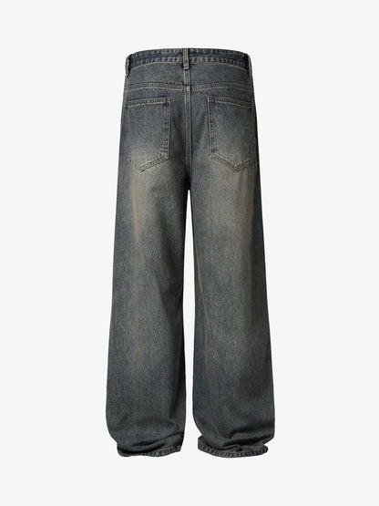 Washed Dirty-Dye Straight Jeans - 2352