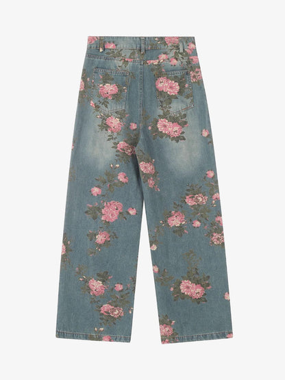 Calça Floral Rose Straight