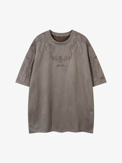 Thorn Embroidery Suede T-Shirt