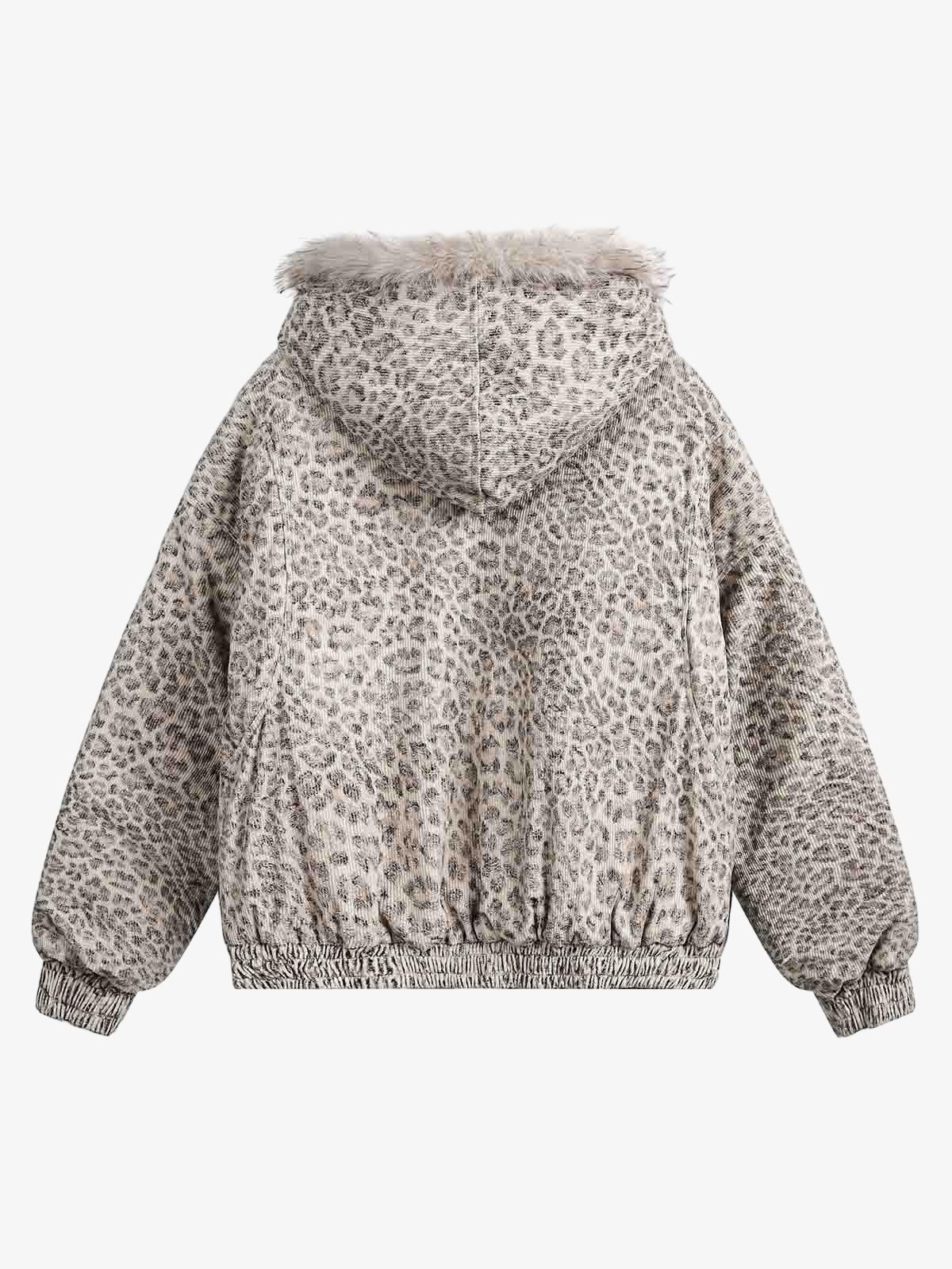 Cheetah Print Mink Fur Hooded Jacket - 2270