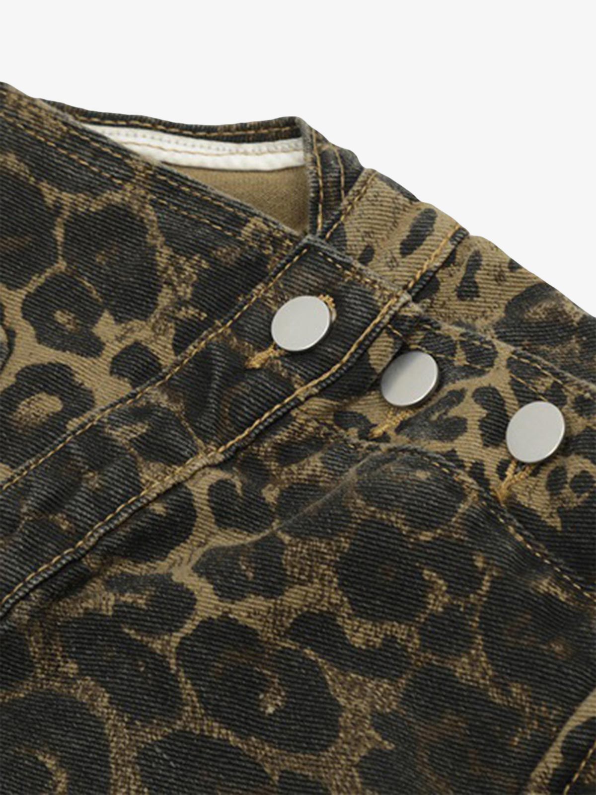 Macacão Leopard Print Street Style Workwear