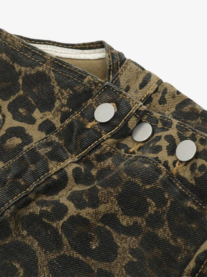 Macacão Leopard Print Street Style Workwear