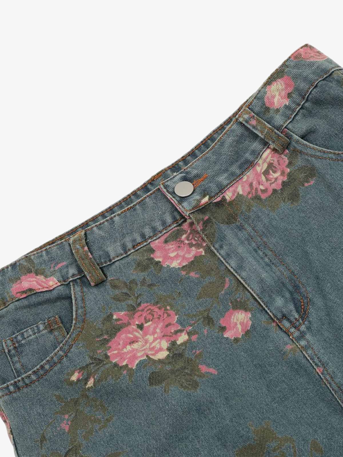 Calça Floral Rose Straight