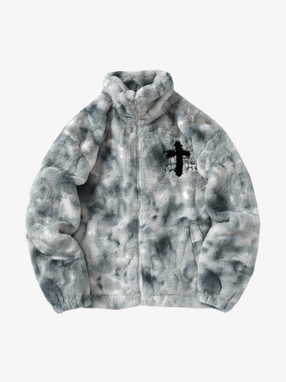 Jaqueta Heavy-Duty Faux Lambswool Tie-Dye Urban