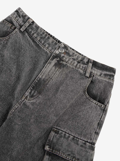 Calça Street Stitching Cargo Washed Jeans
