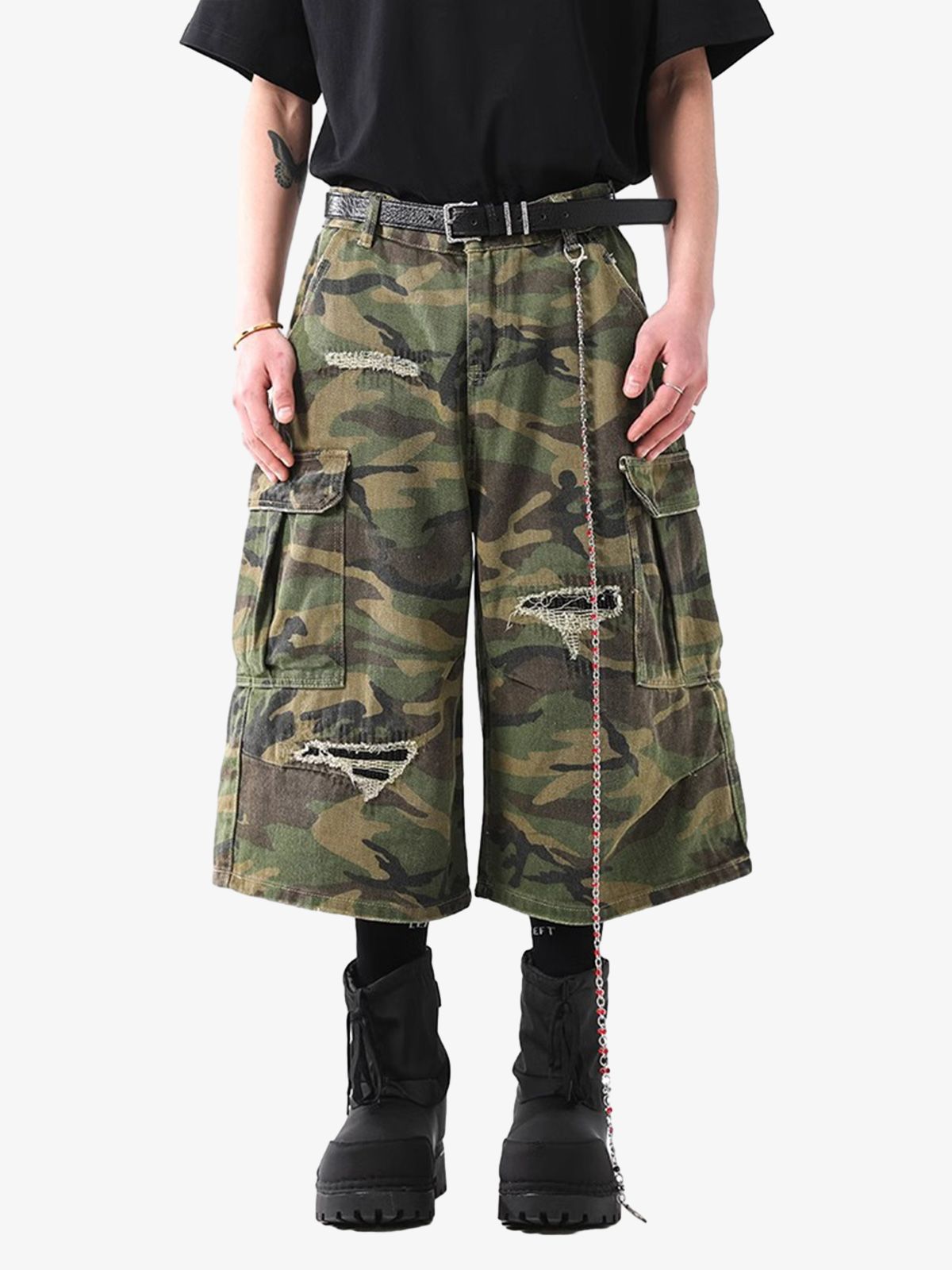 Shorts Retro Ripped Camouflage Cropped