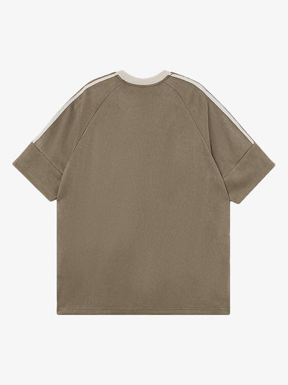 Camiseta Suede Contrast Spliced Oversize
