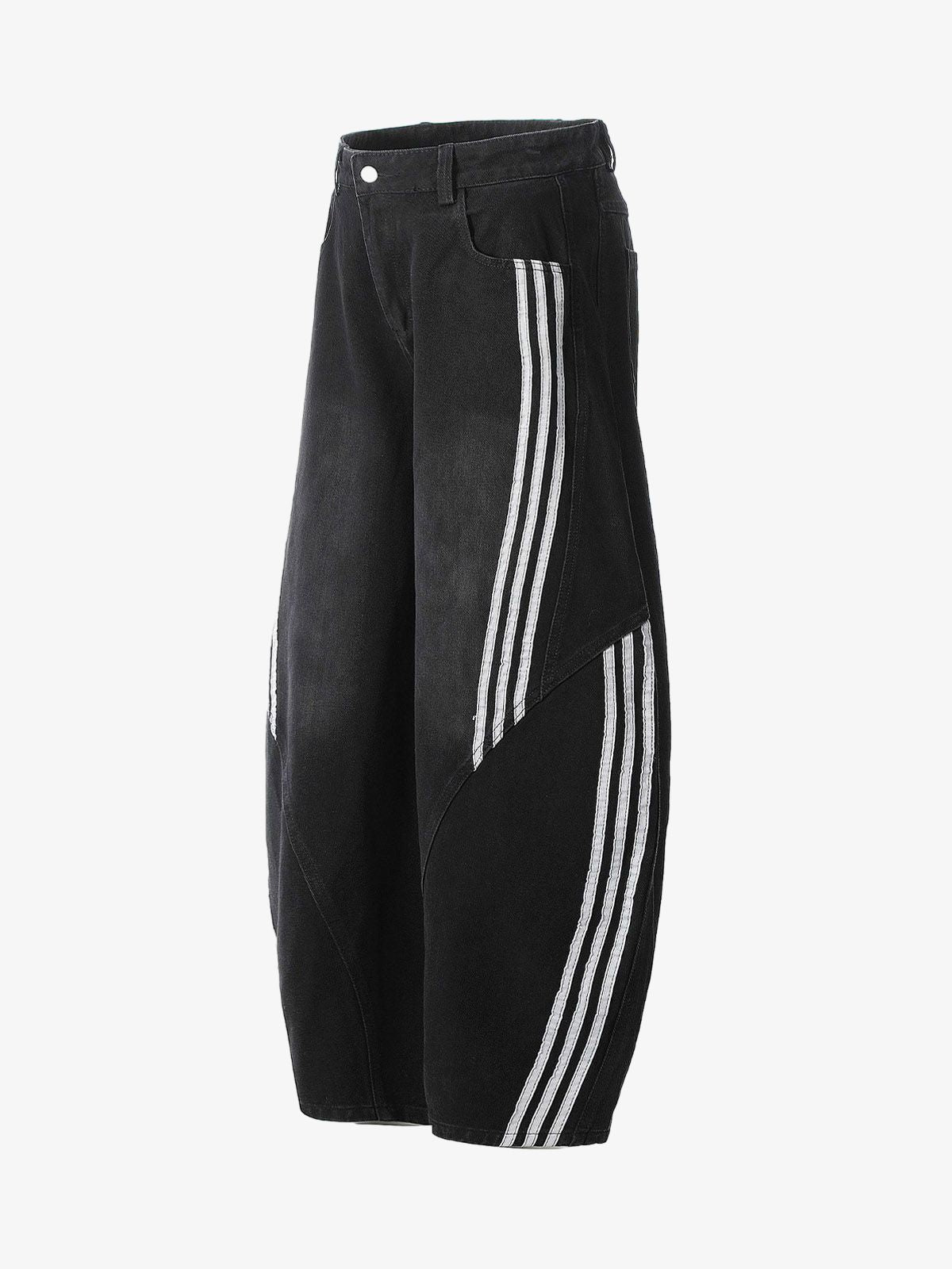 Striped Stitching Barrel Jeans - 2423