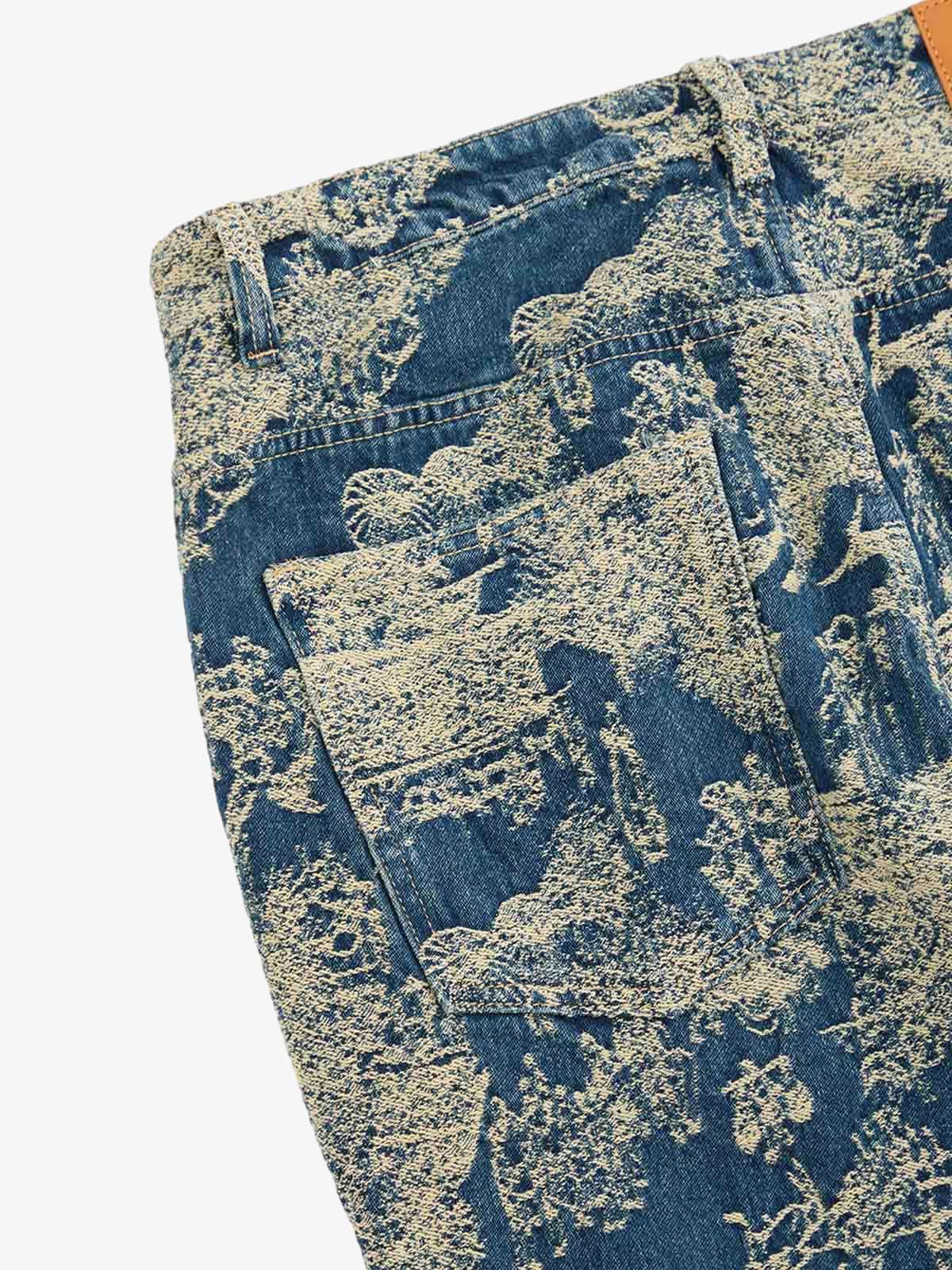 Landscape Jacquard Straight Jeans