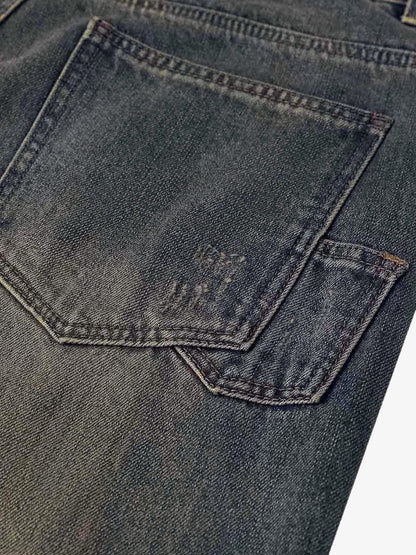 Washed Dirty-Dye Straight Jeans - 2352