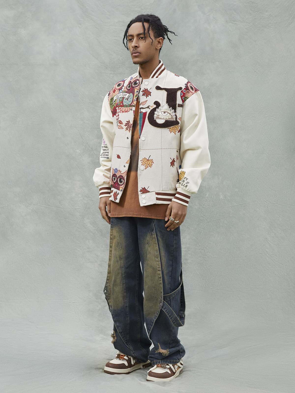 Jaqueta Owl Patch College Baseball Jersey