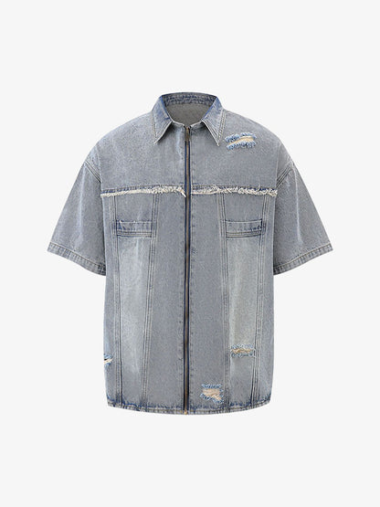 Distressed Ripped Denim Suit - 2460