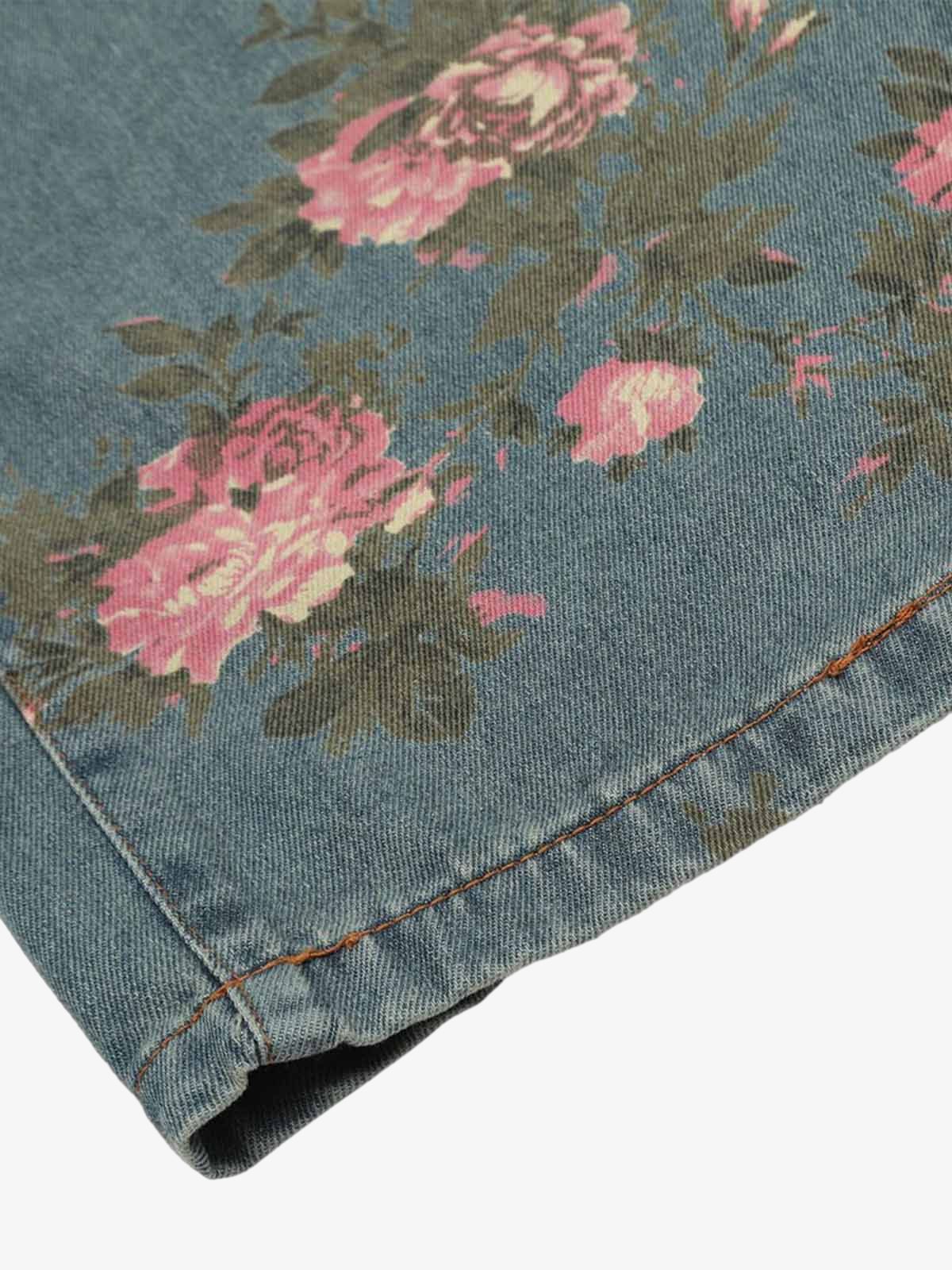 Calça Floral Rose Straight