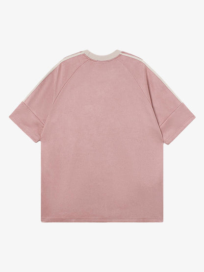 Camiseta Suede Contrast Spliced Oversize
