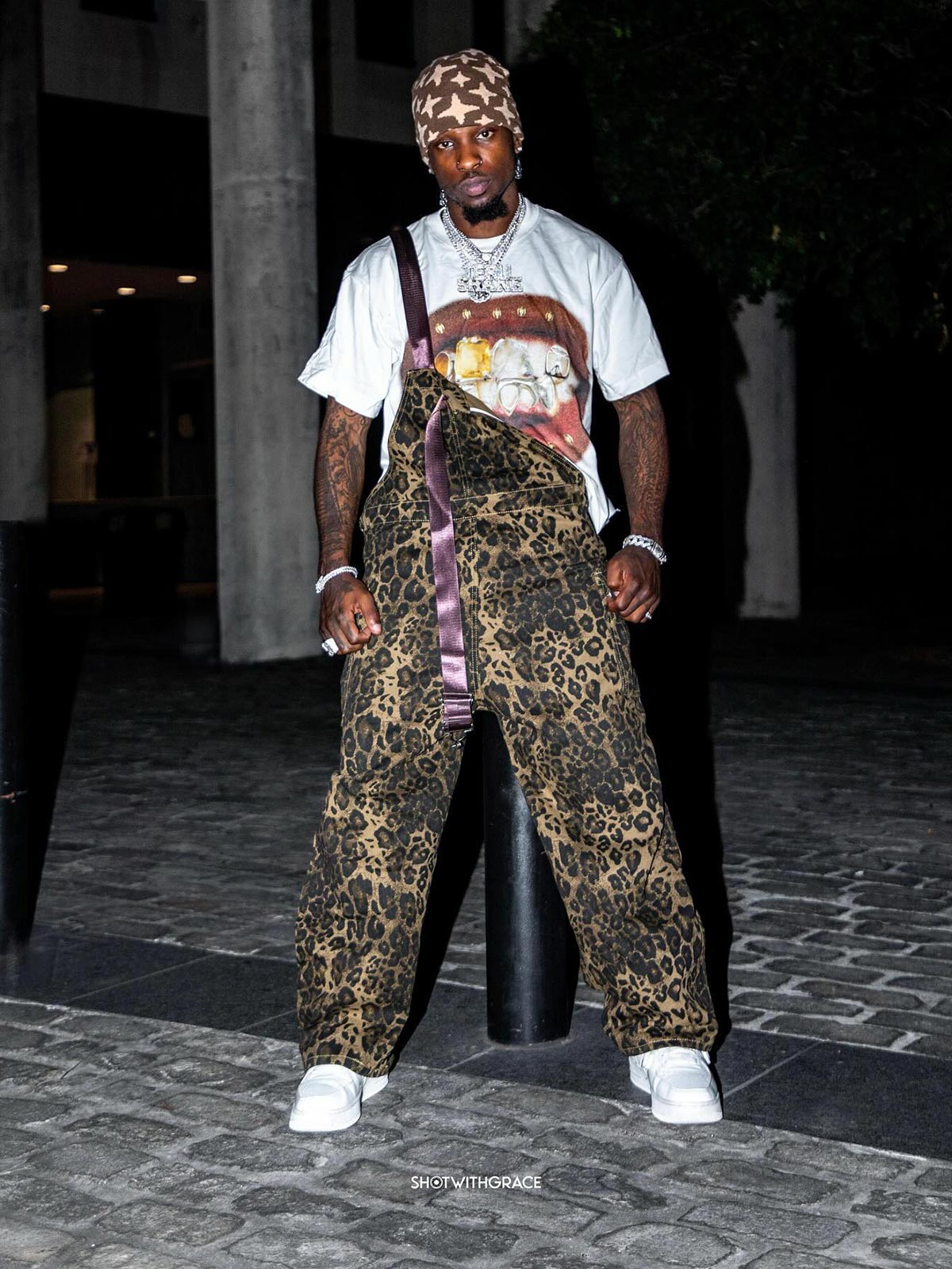 Macacão Leopard Print Street Style Workwear