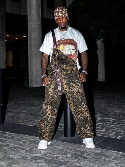 Macacão Leopard Print Street Style Workwear