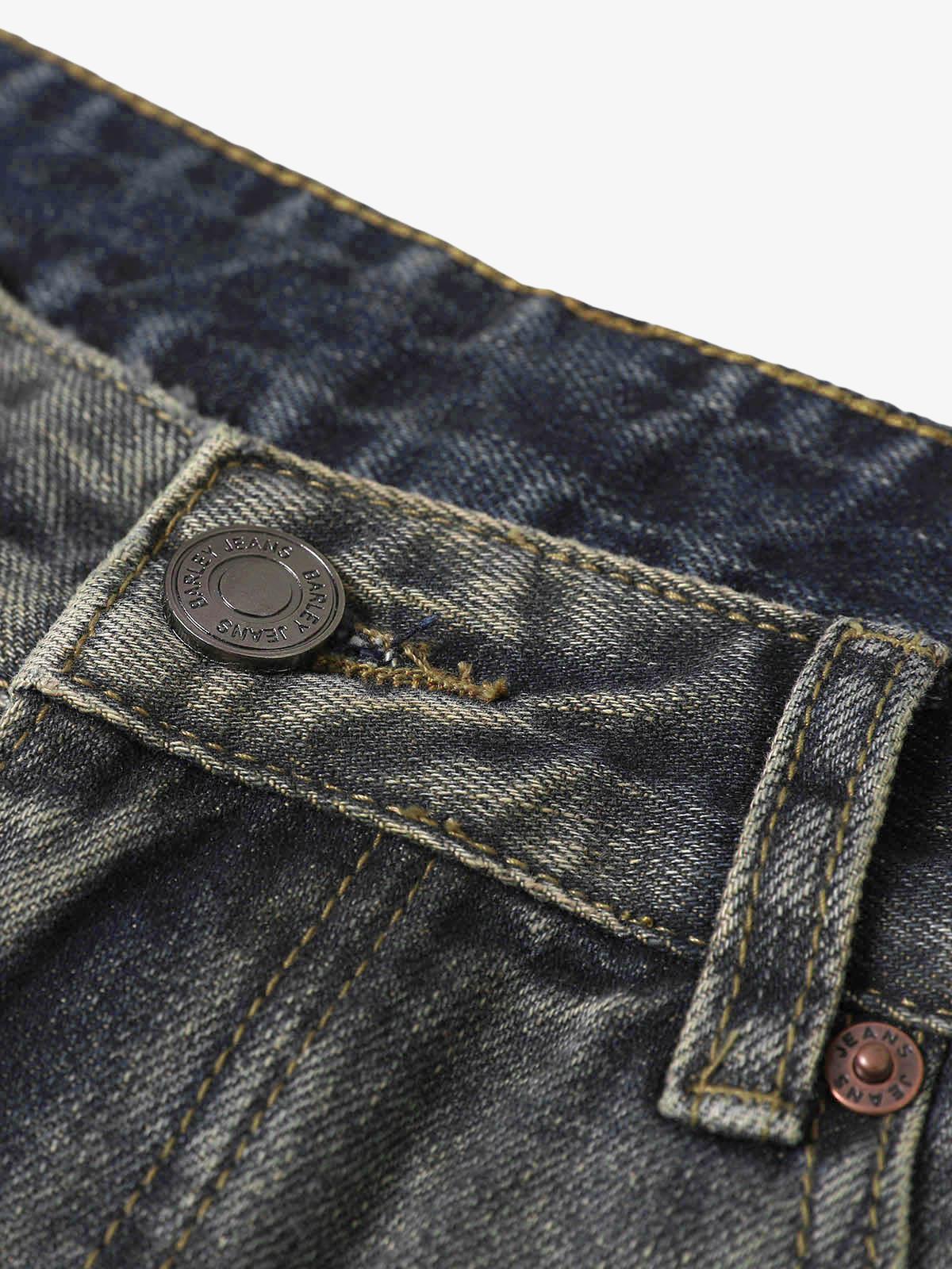 Washed Dirty-Dye Straight Jeans - 2352