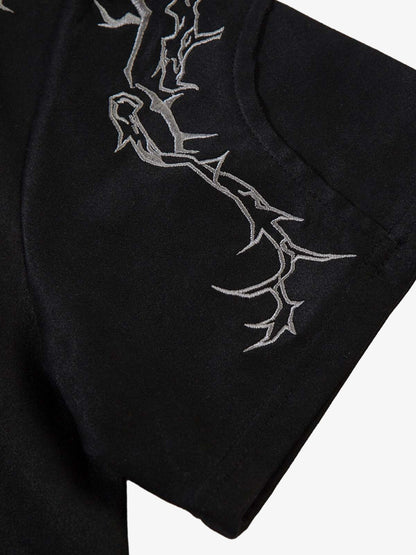 Thorn Embroidery Suede T-Shirt